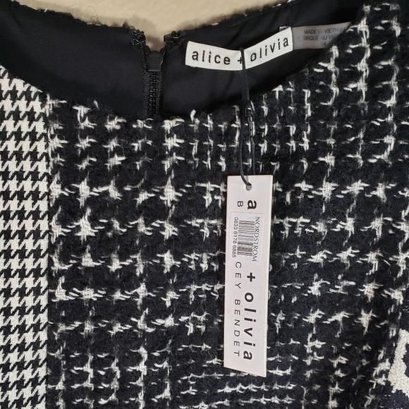 Alice + Olivia Clyde Pattern Mix Wool Blend Shift Dress-Size 14 (NWT) - Picture 6 of 7